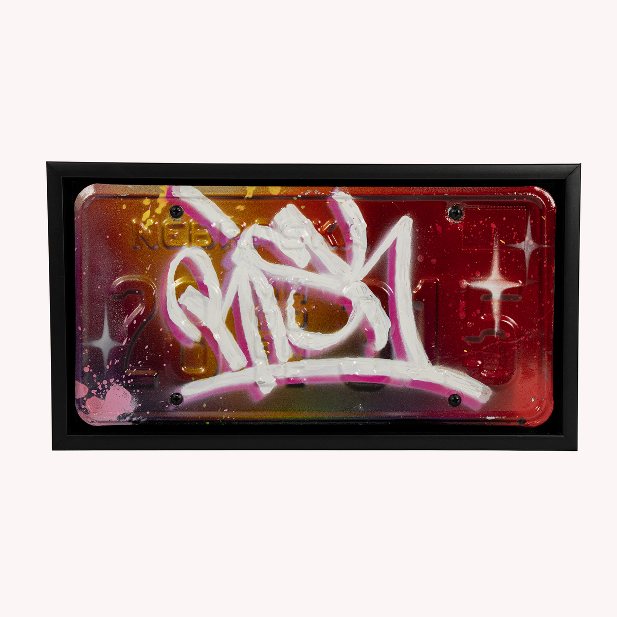 Risk Rock, Risk Rock Hand-Painted License Plate, Framed