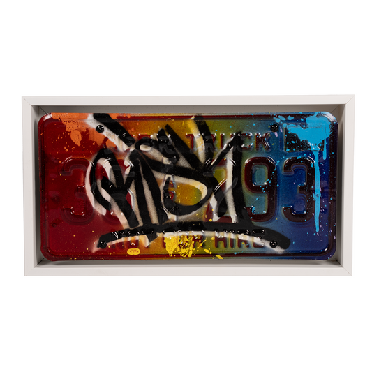 Risk Rock Hand-Painted License Plate — Framed
