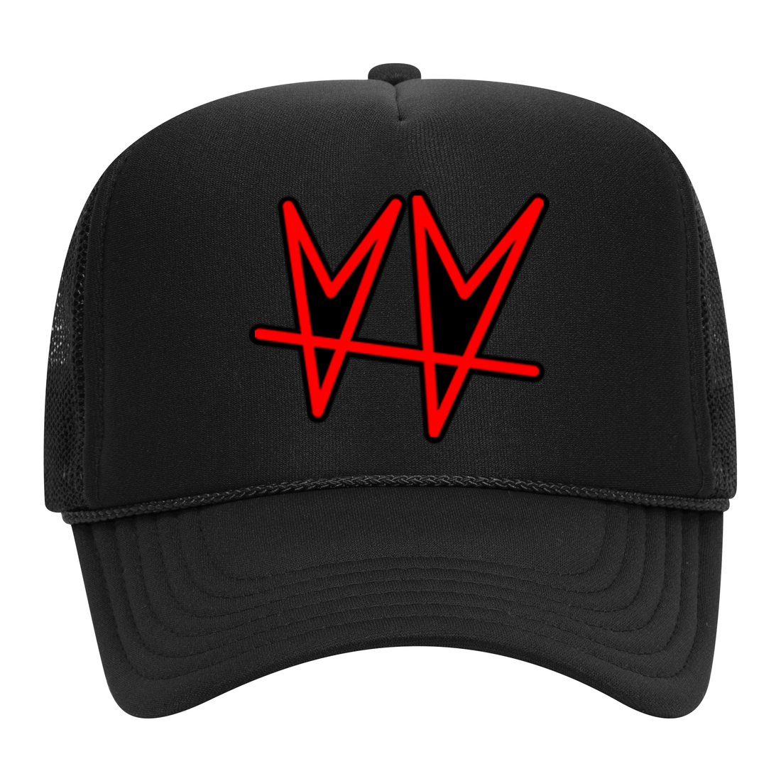 not.travis Double Heart trucker hat in Gallery DeFi artist merch