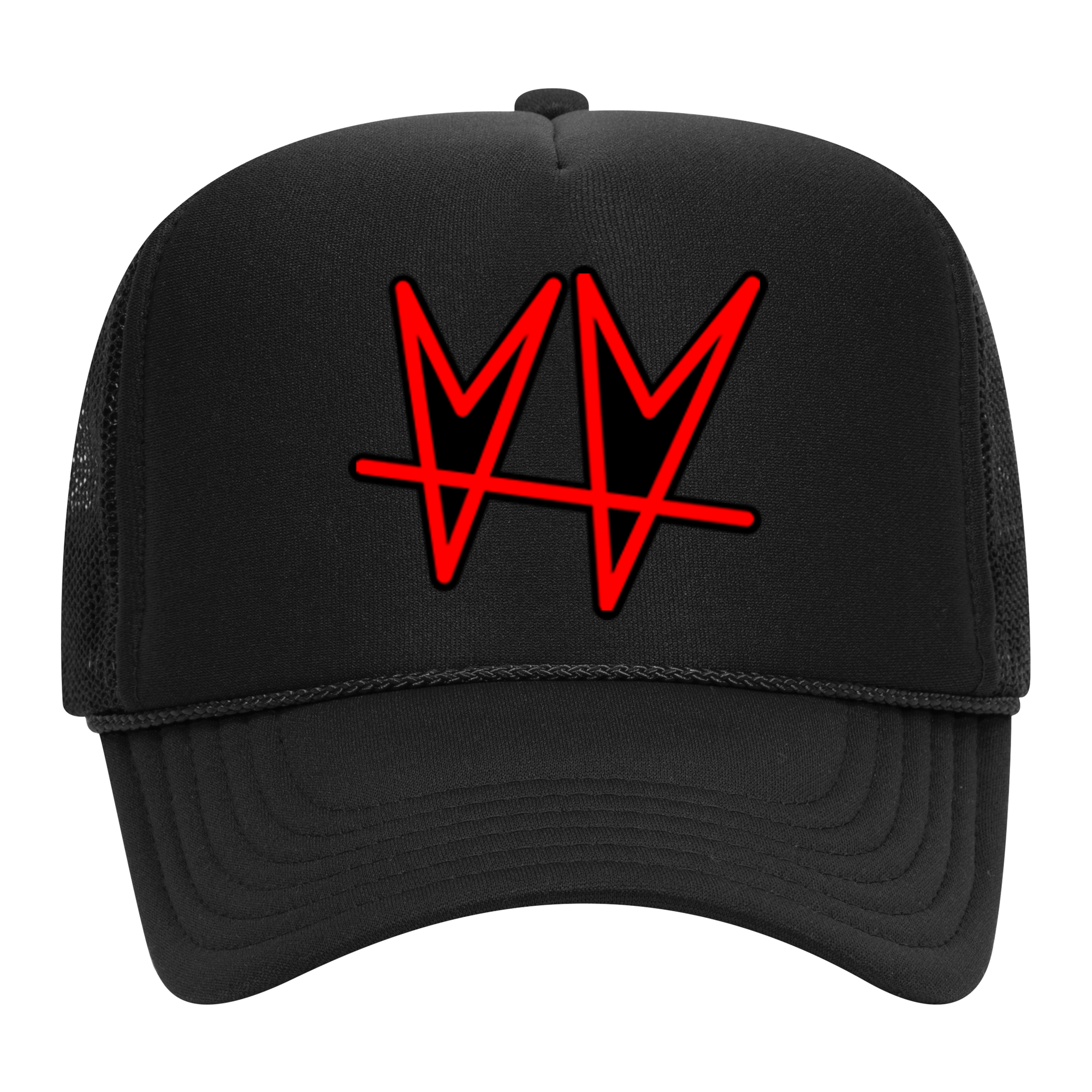 not.travis Double Heart trucker hat in Gallery DeFi artist merch