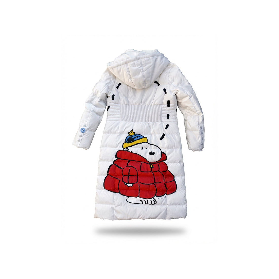 Snoopy and Woodstock white one-of-one puffer jacket back