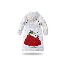 Snoopy and Woodstock white one-of-one puffer jacket back