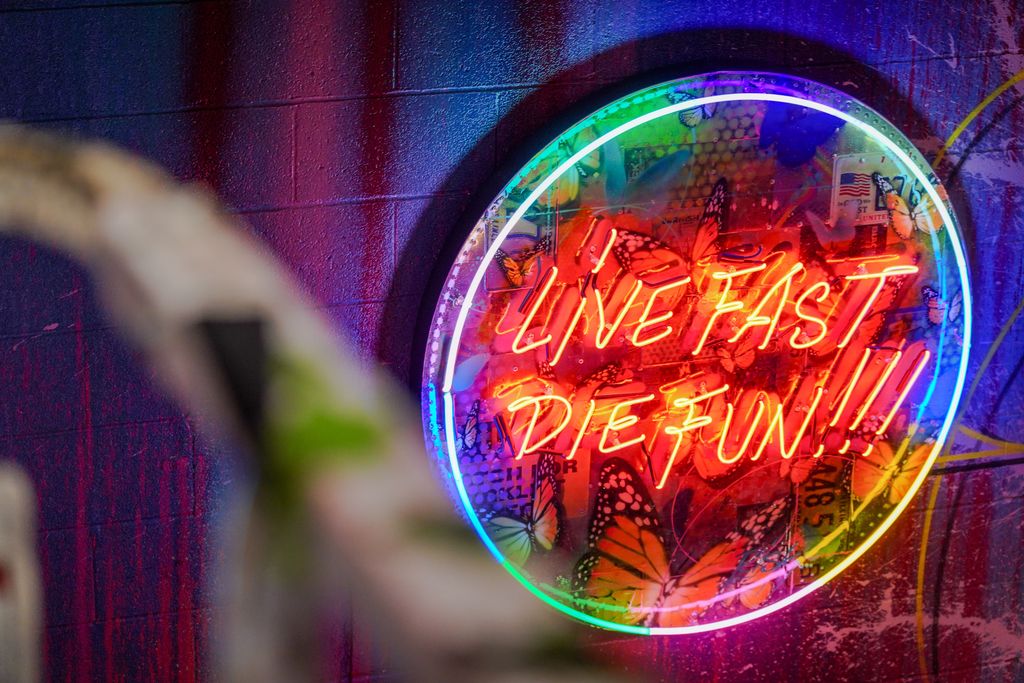 Artist-built event venue inside Gallery DeFi in West Dallas