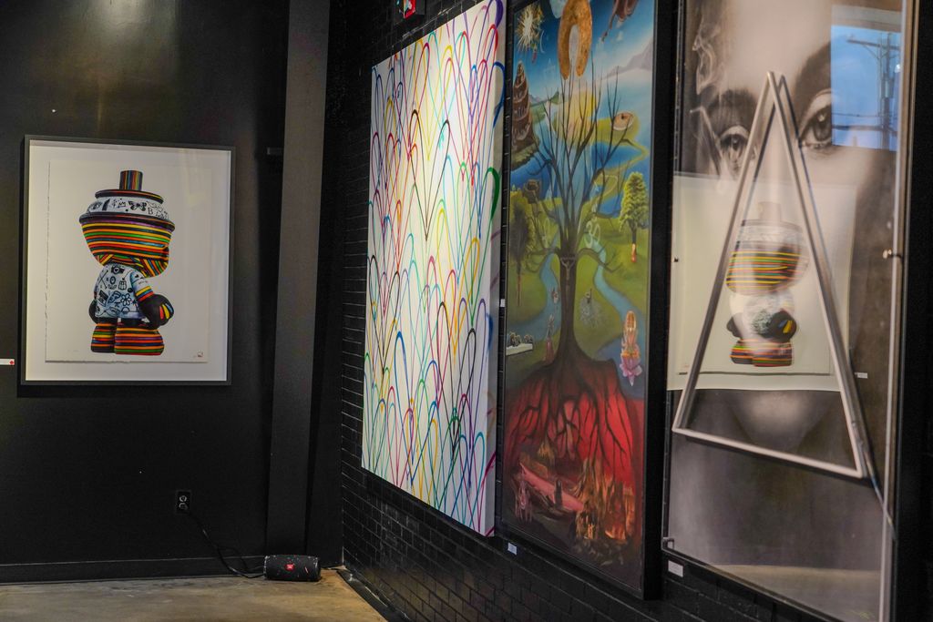 Wide interior view of Gallery DeFi in West Dallas