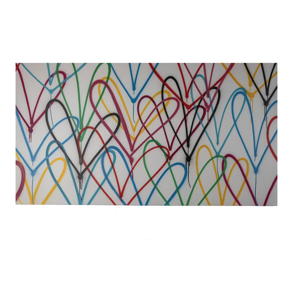 James Goldcrown, White Hearts Canvas Small